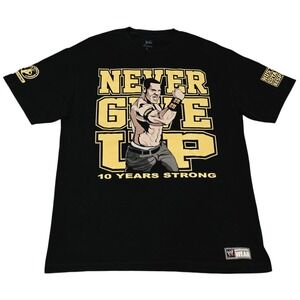 WWE John Cena Never Give Up 10 Years Strong T-Shirt Men's L Authentic Wear